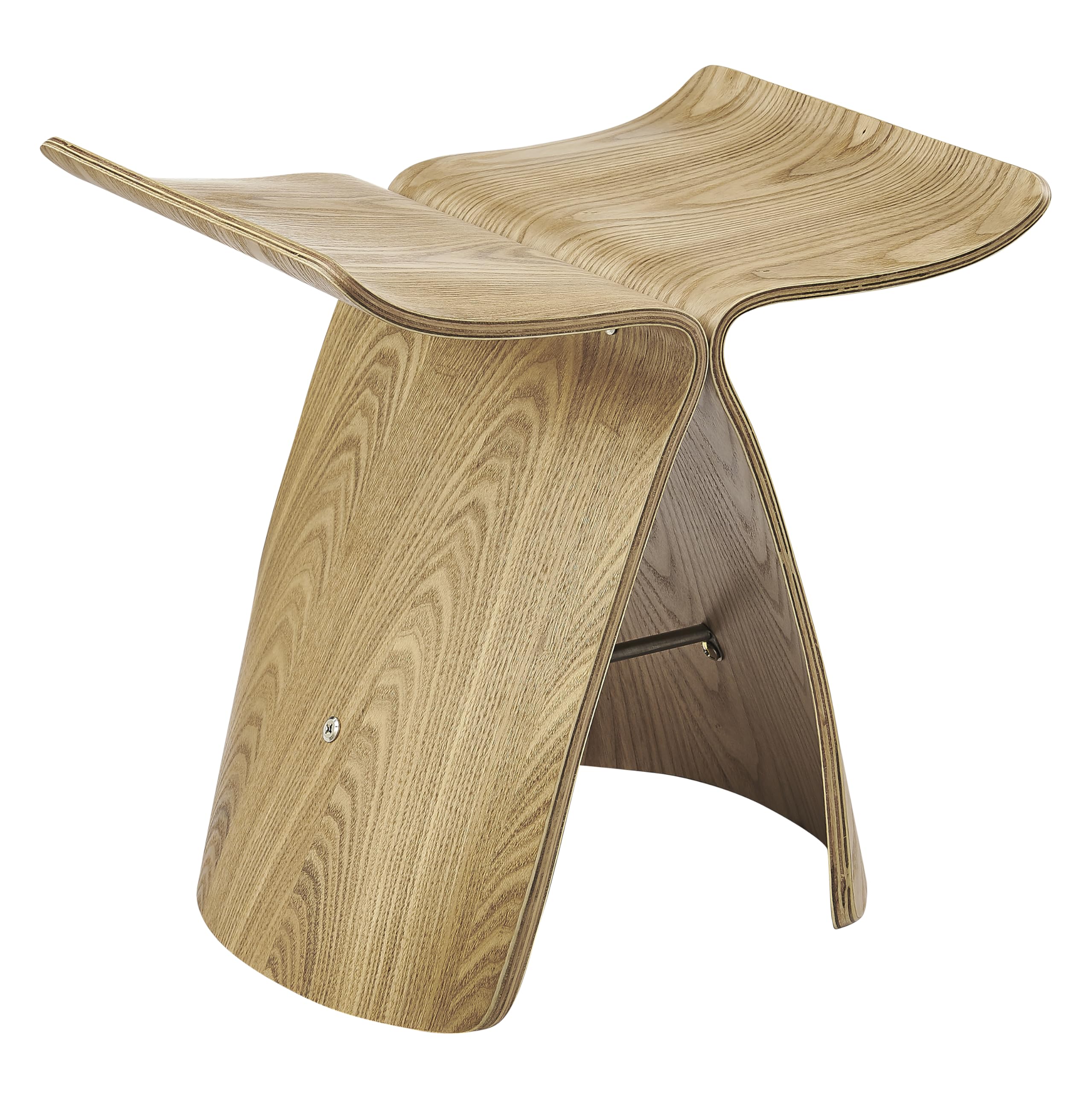 Euro Style Fleur End Table | Sculptural Ribbon-Curve Silhouette Butterfly Design | Easy-Reach Compact Side Table for Snacks, Drinks, Remote, Magazine or Living Essentials | Natural Ash Veneer