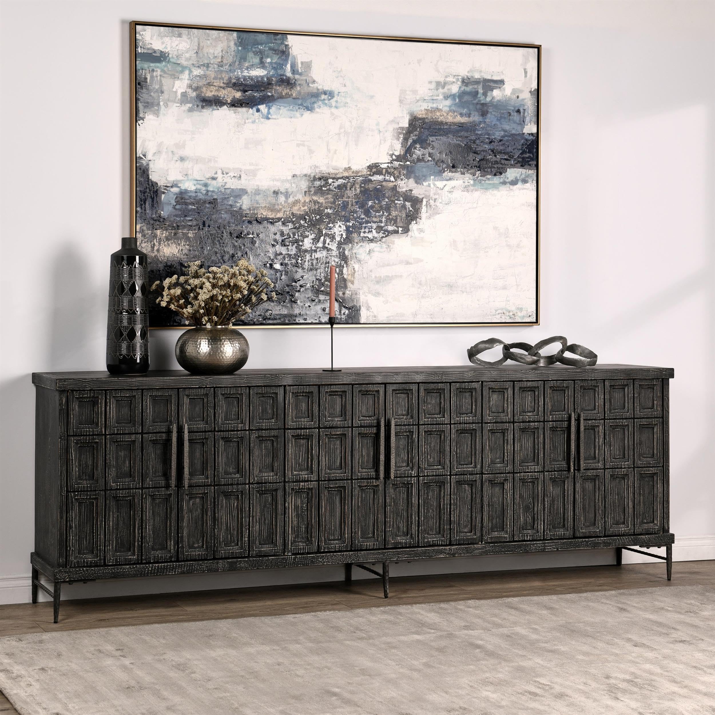 Classic Home Willmark 6-Door Reclaimed Pine Wood Sideboard Buffet
