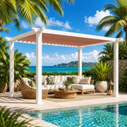 Metal Pergola Gazebo with Curtains & Canopy