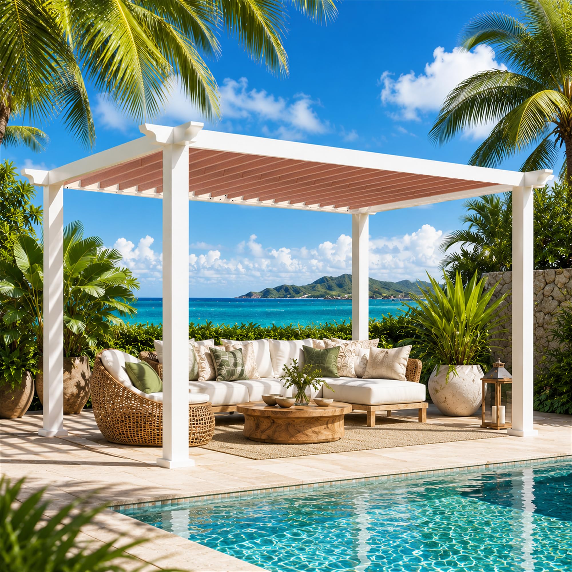Modern Shade Open Sky 10' x 12' Outdoor Pergola Gazebo, Heavy-Duty Metal Pergola Cabana, Modular Outdoor Pergola System for Patio, Deck, Garden, Backyard & Poolside Entertaining