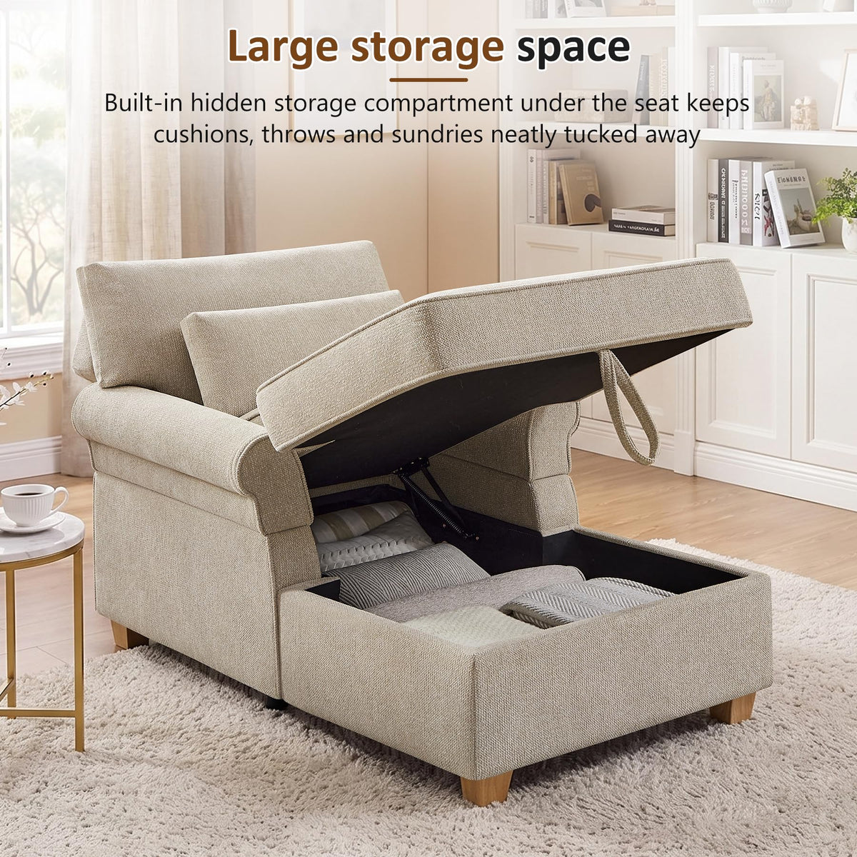 Chenille Storage Chaise Lounge