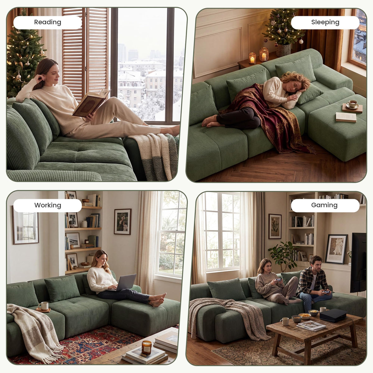 GRUSIGN 108'' Modular Boneless Sofa,Sectional Couch for Living Room