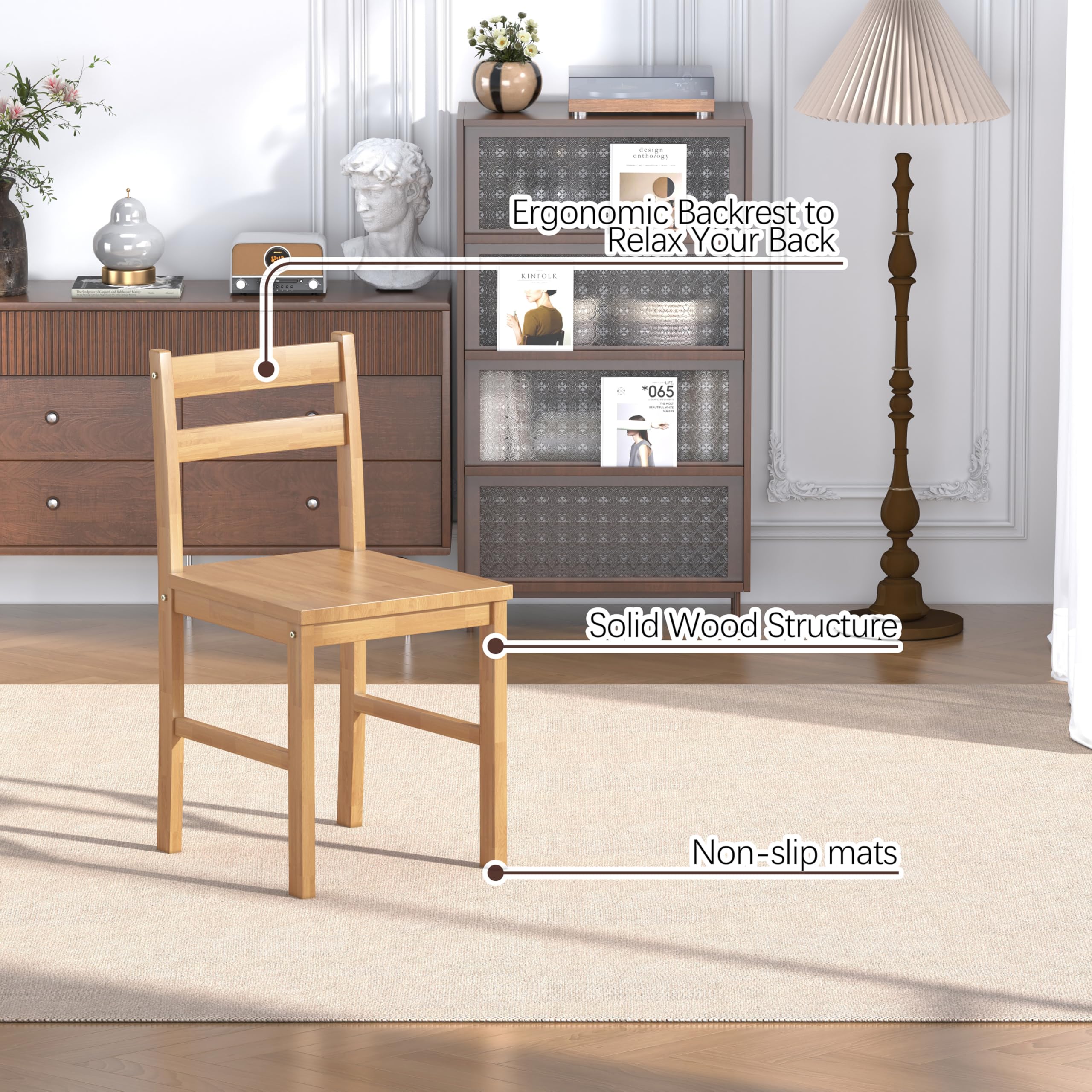 Solid Wood Dining Table Set for 4