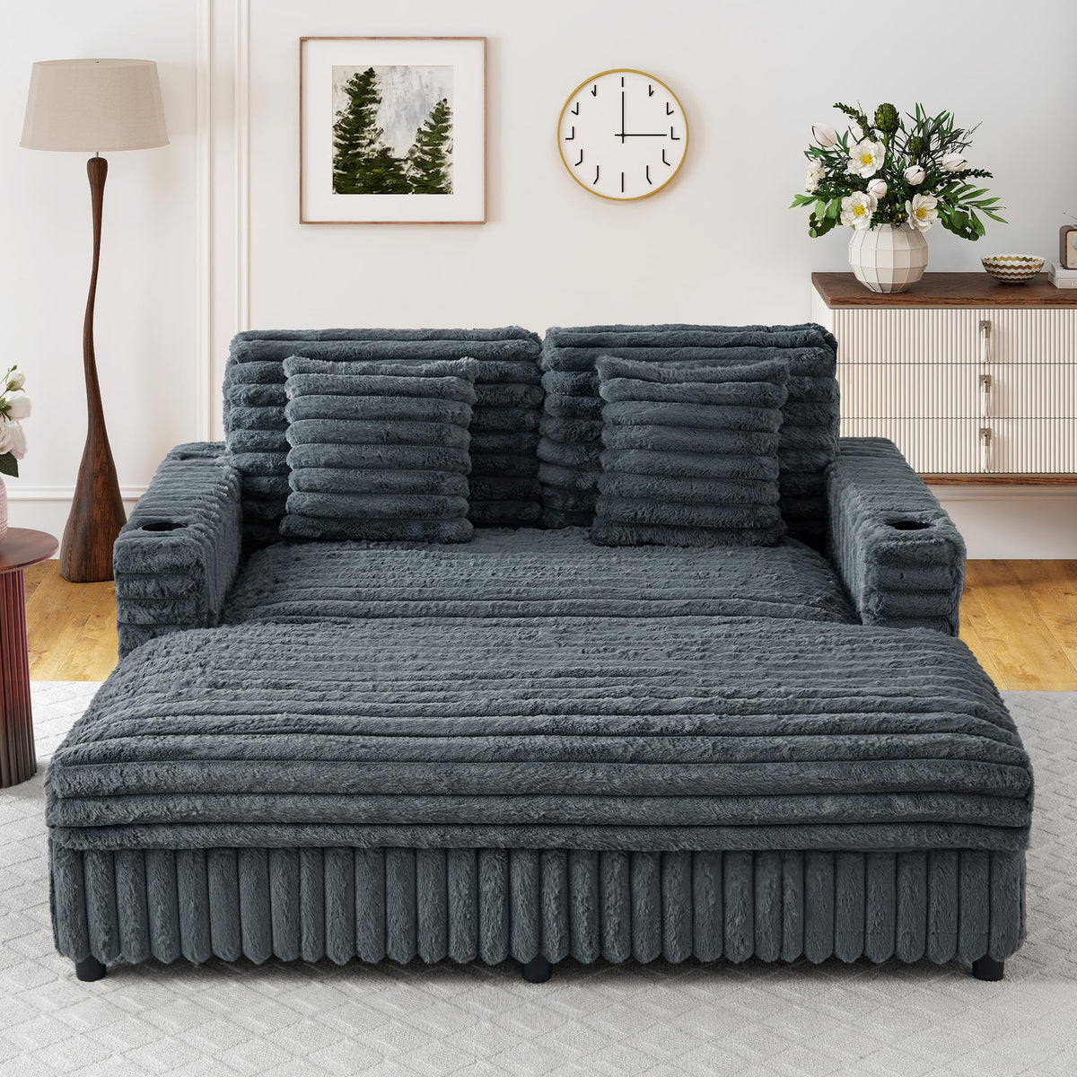 RARZOE 60.43'' Oversized Chaise Lounge Chair Indoor, Grey