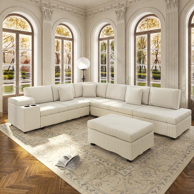 Corduroy L-Shaped Sleeper Sectional