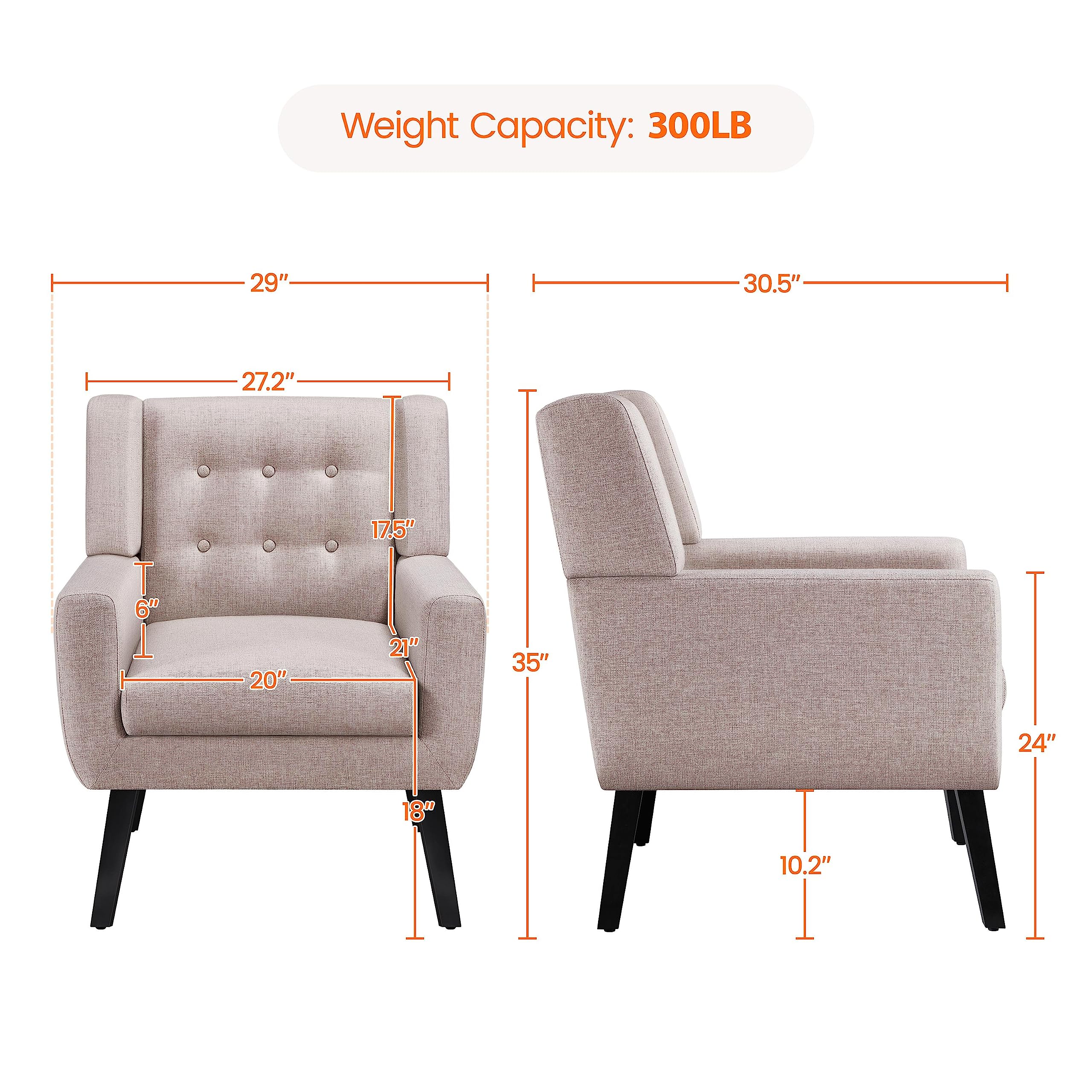 Mid-Century Accent Chair Set of 2