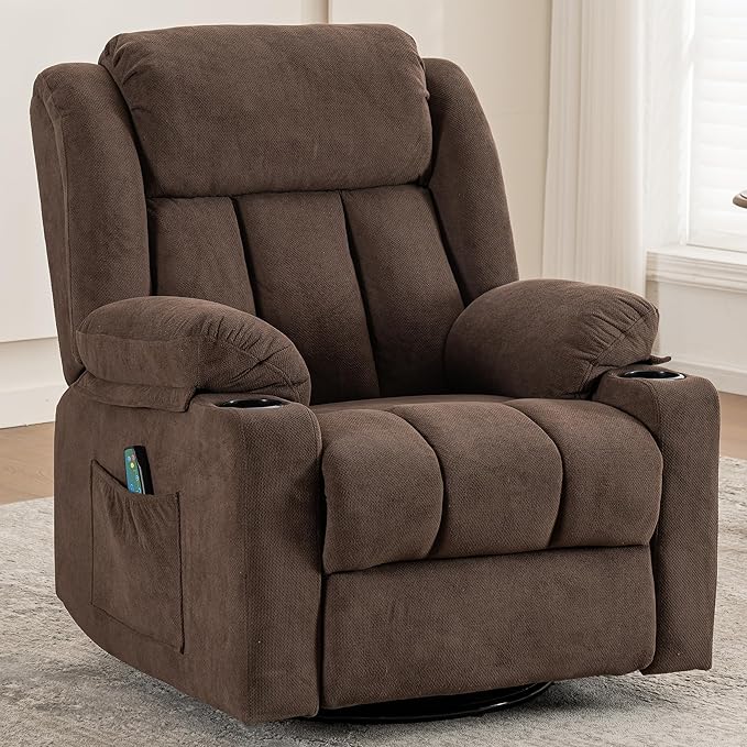 Rocker Swivel Recliner Chair with Massage & Heat