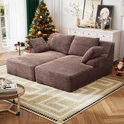 Forrise Oversized Chaise Lounge Chair Indoor, Corduroy Upholstered Boneless Sofa Bed, Deep Seat Sleeper Couch Reading Chairs, Cloud Sofas for Living Room, No Assembly Required (Brown, Double Size)