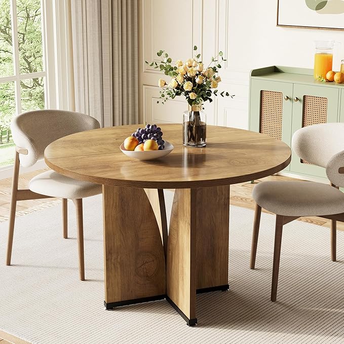 Round Dining Table with X-Shaped Pedestal
