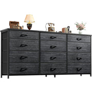 12-Drawer Long Dresser with Metal Frame and Wood Top