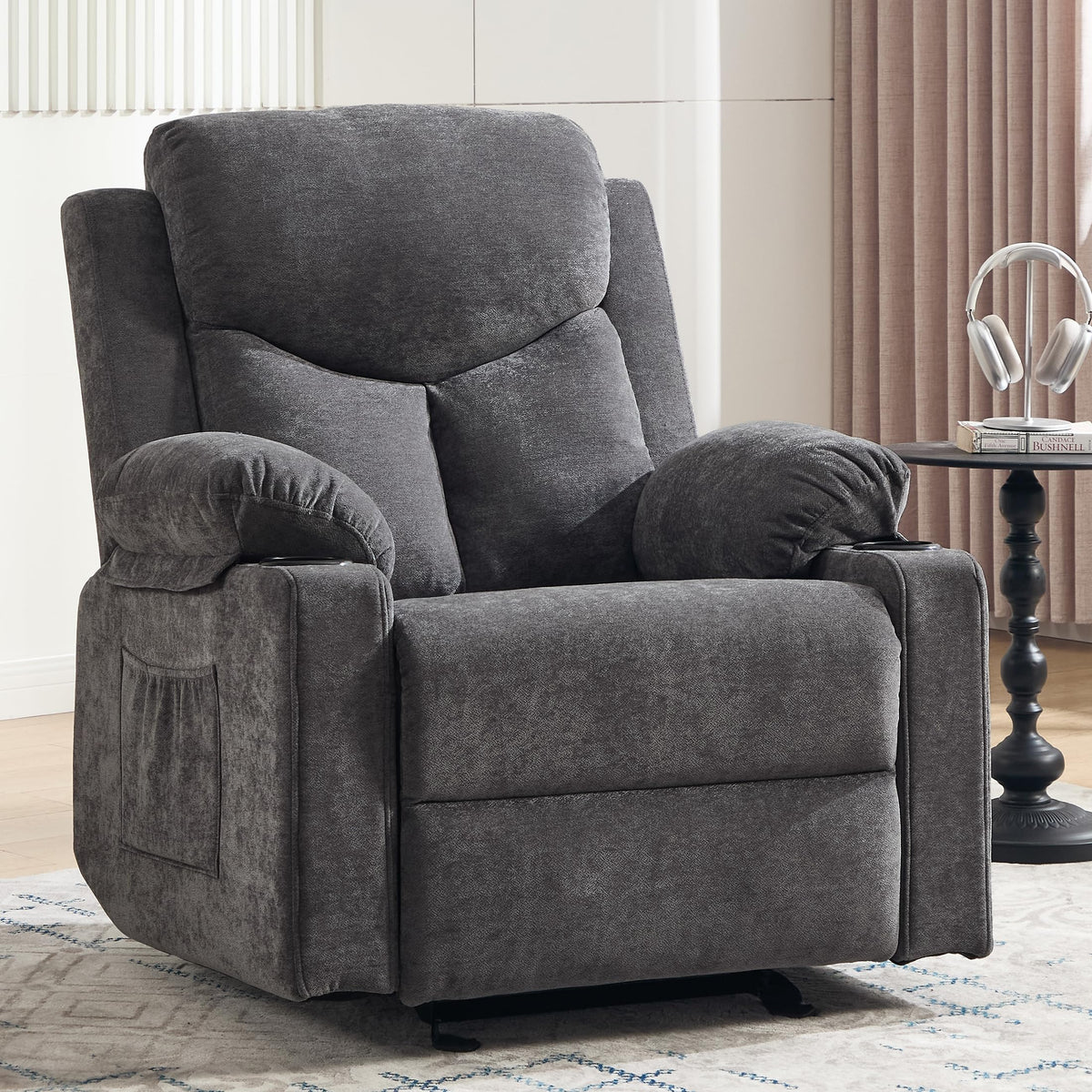 Dark Grey Rocker Massage Recliner