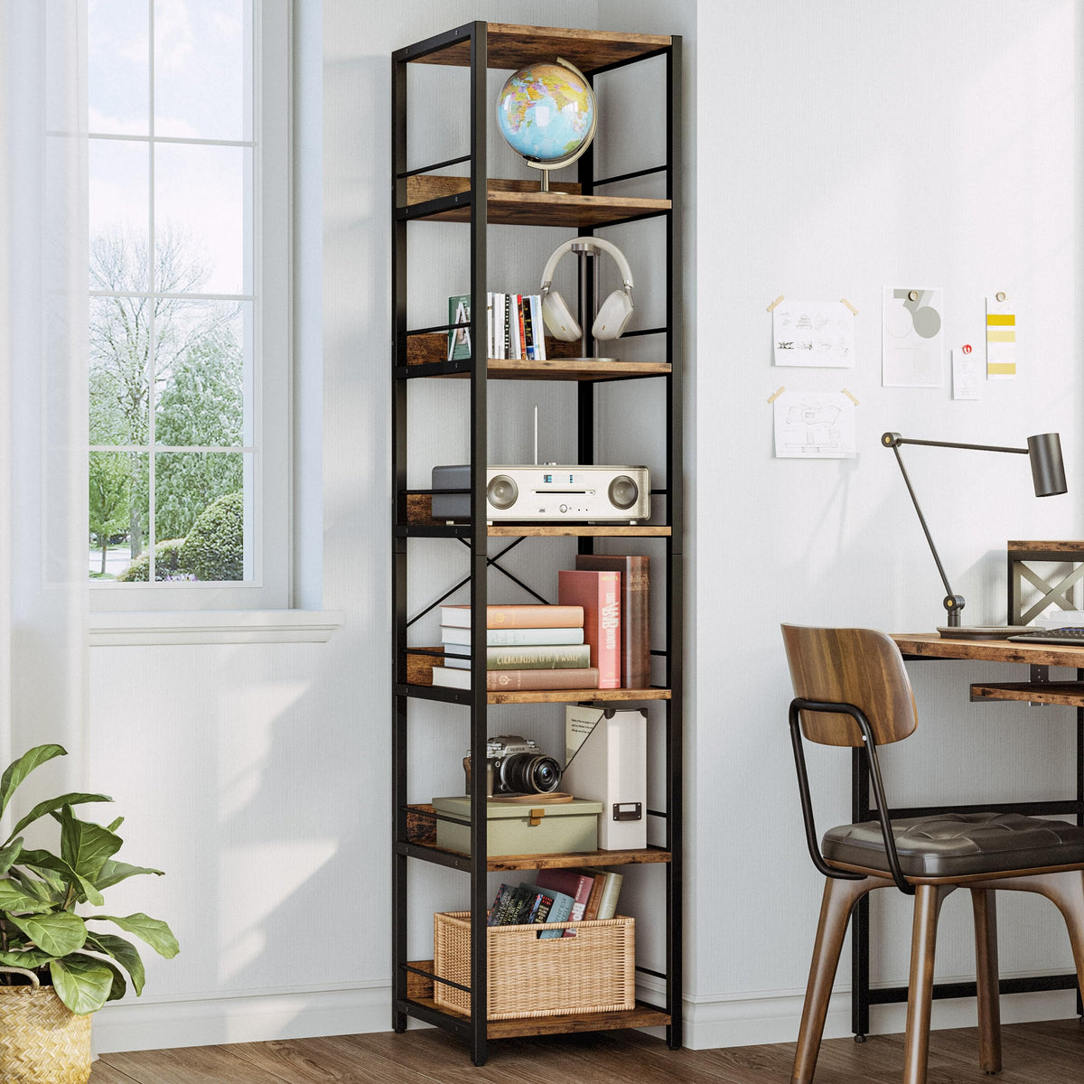 Narrow 6-Tier Bookshelf