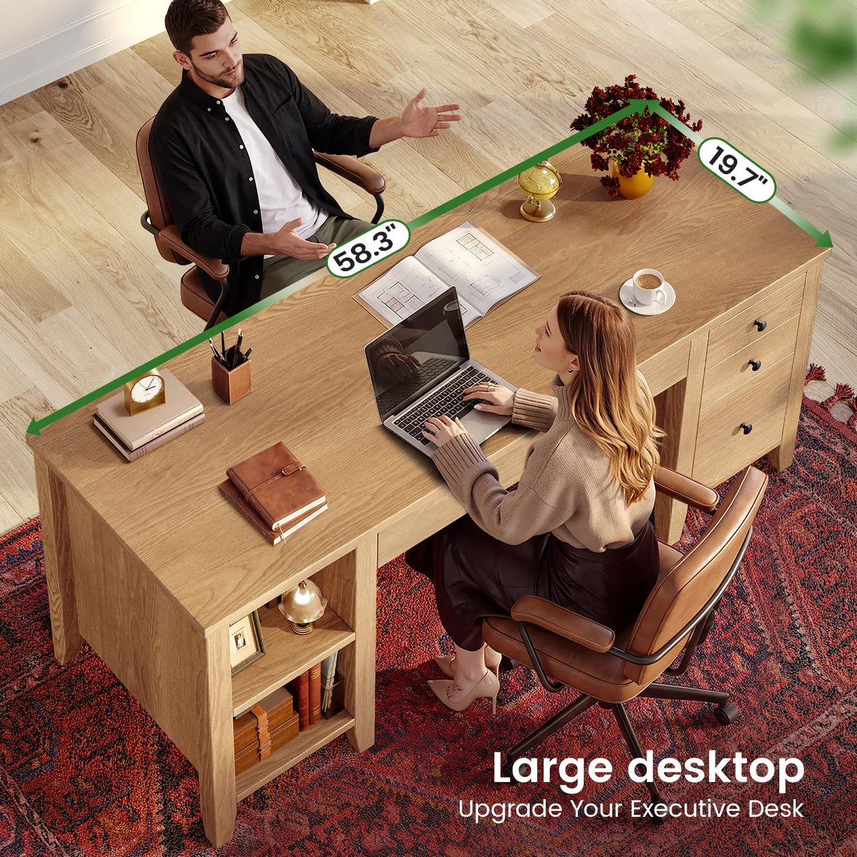 Solid Pine Desk with Drawers