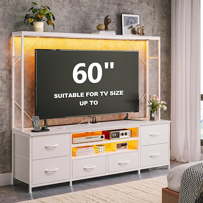 TV Stand with Drawers and LED Lights