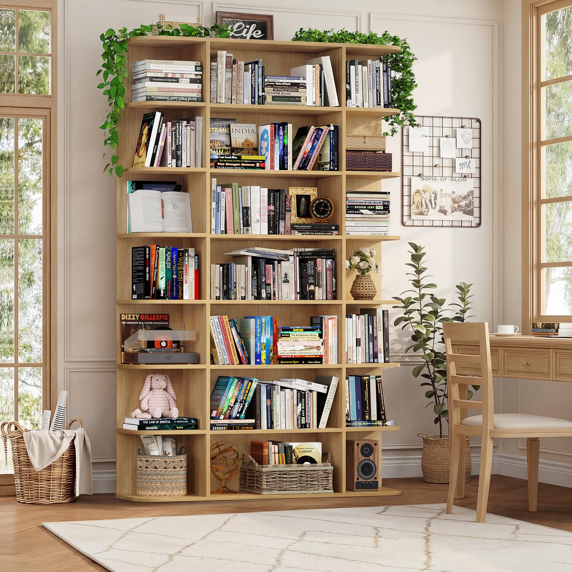 7-Tier Tall Bookshelf with 21 Open Display Shelves