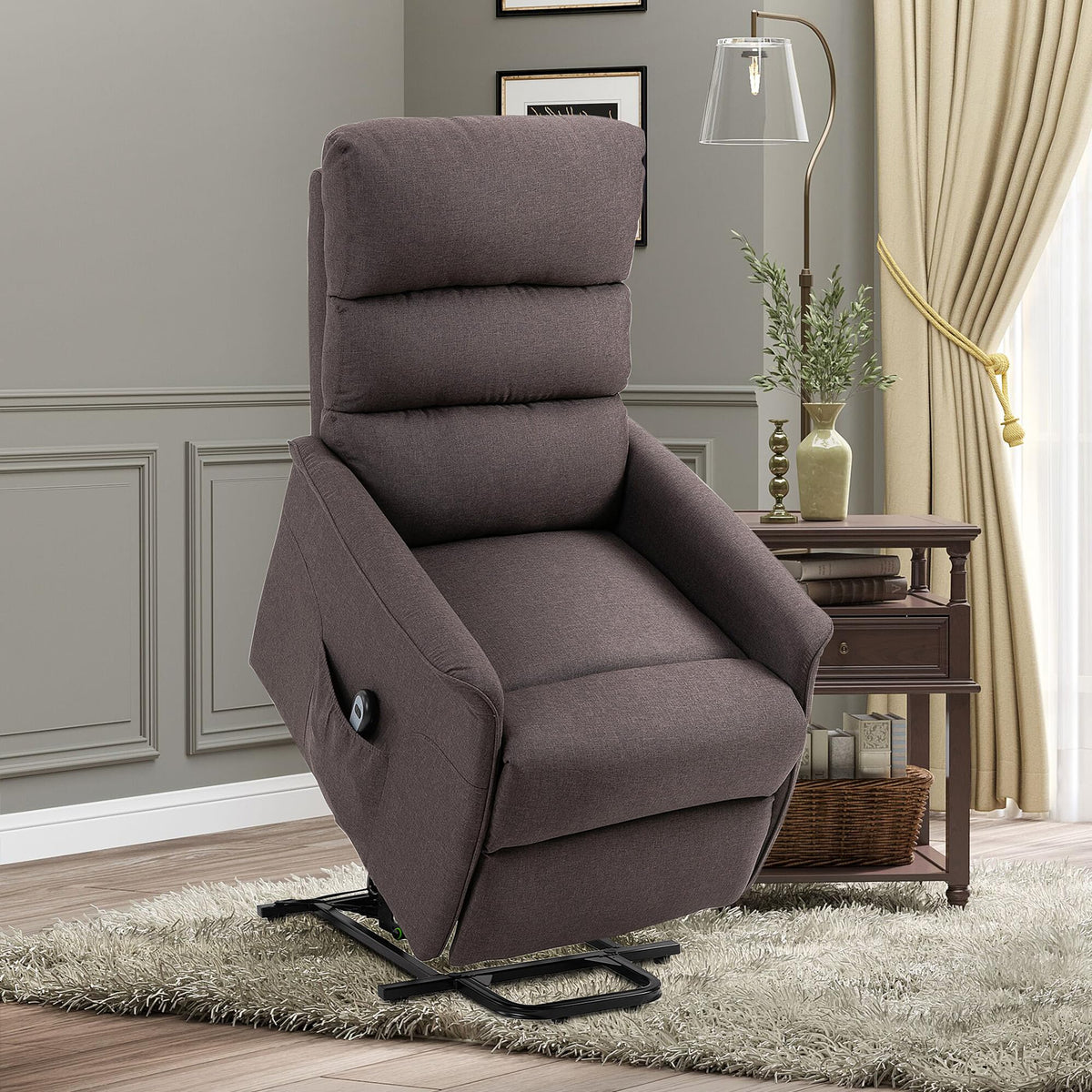 HOMCOM Power Lift Recliner Chair for Elderly, Easy Assembly, Fabric, Brown