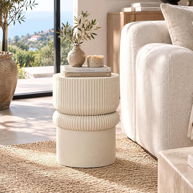 Marble-Look Indoor Outdoor Side Table