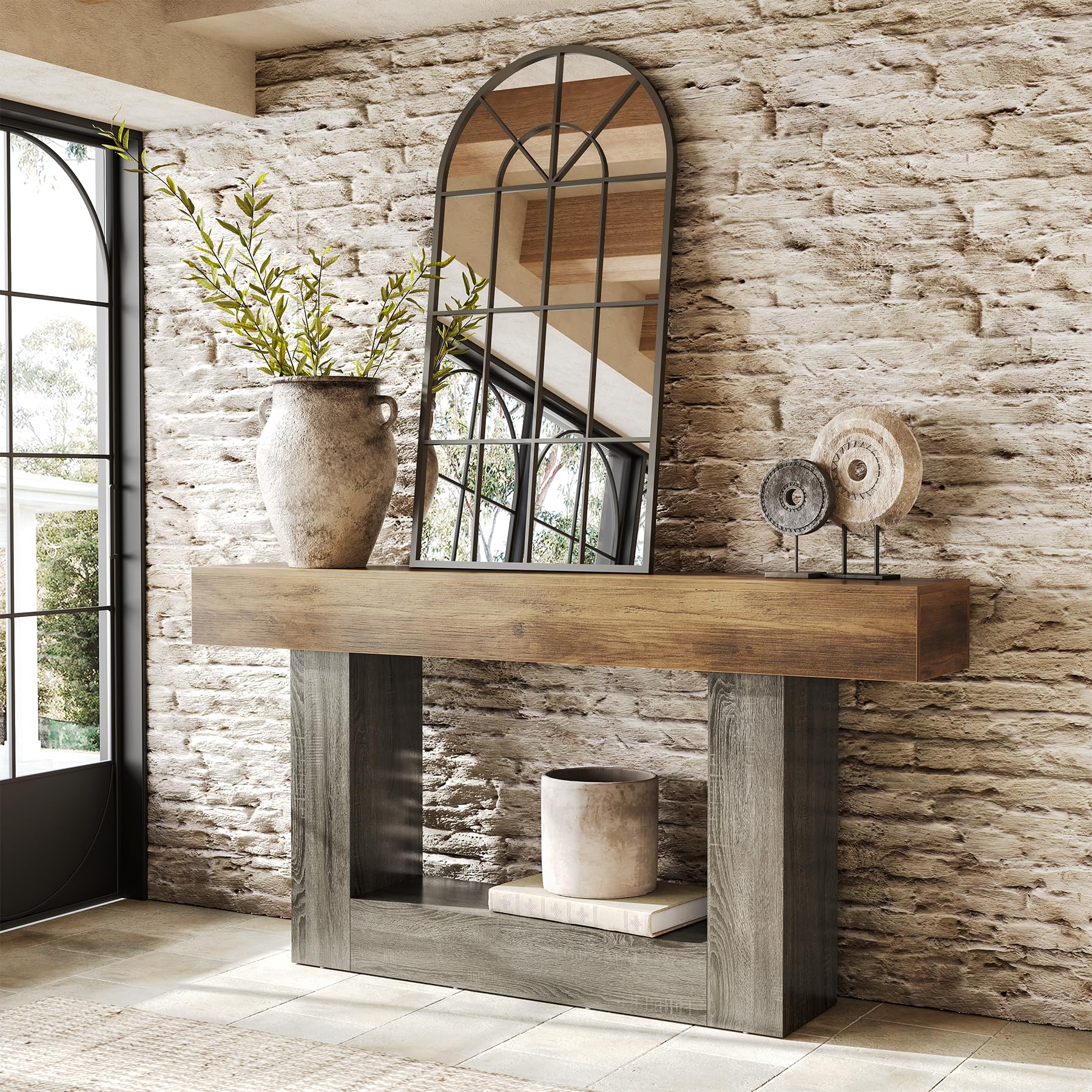 63-Inch 2-Tier Console Table