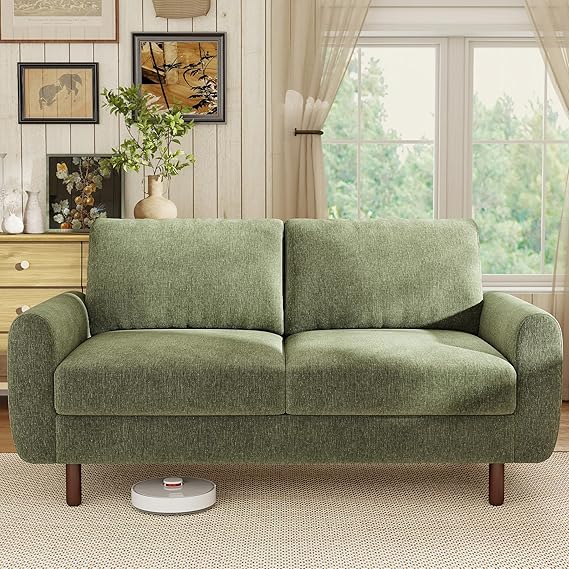 68" Chenille Loveseat Sofa with Spring Cushion & Solid Wood Frame