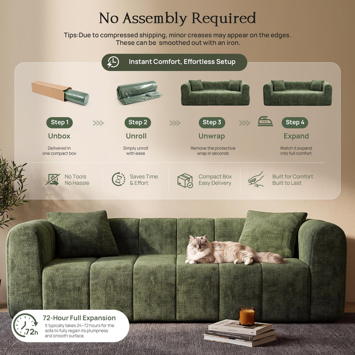 Channel-Tufted Chenille Sofa