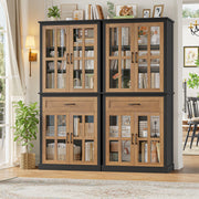 Tall Kitchen Pantry Cabinet with Glass Doors & Drawer