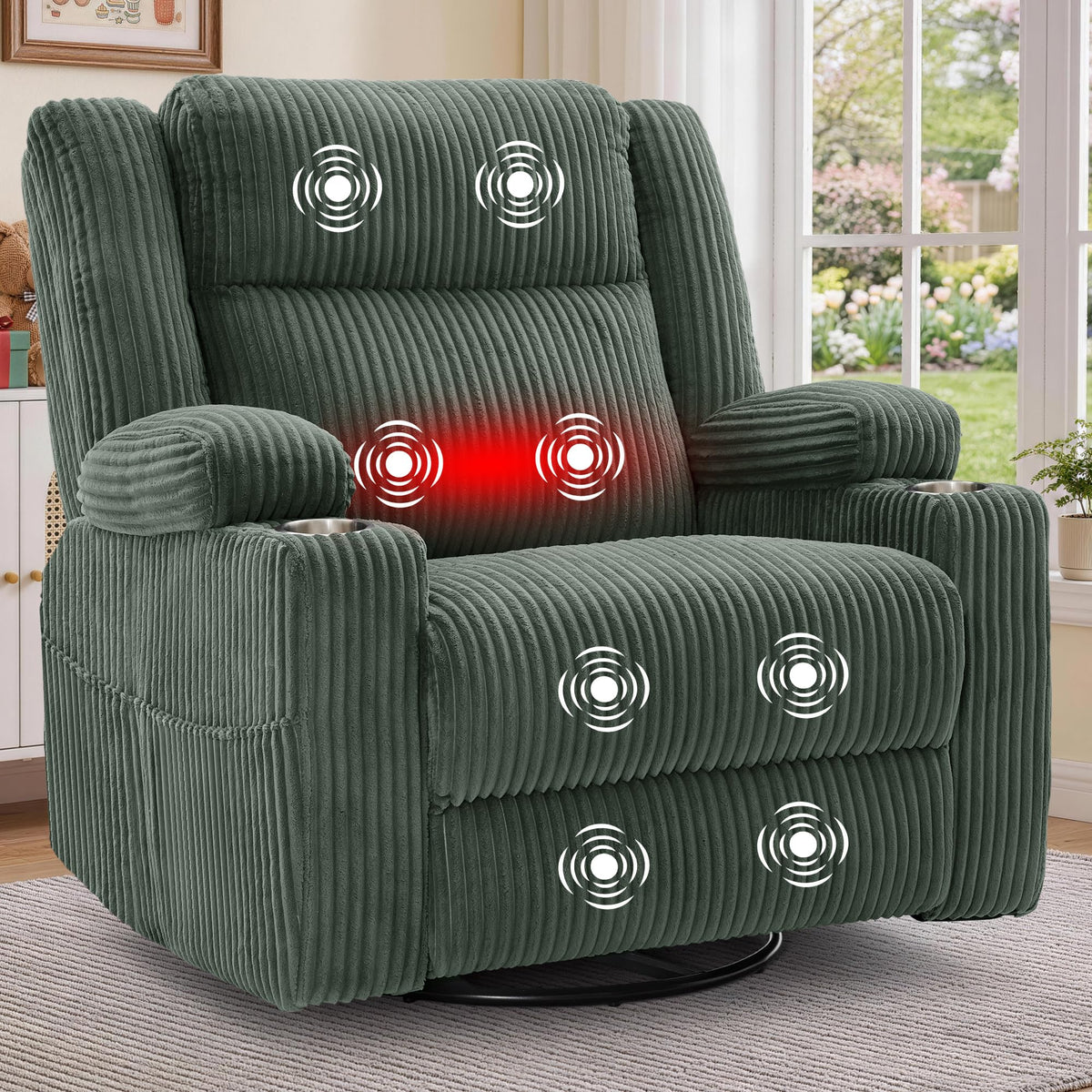 Corduroy Power Swivel Recliner