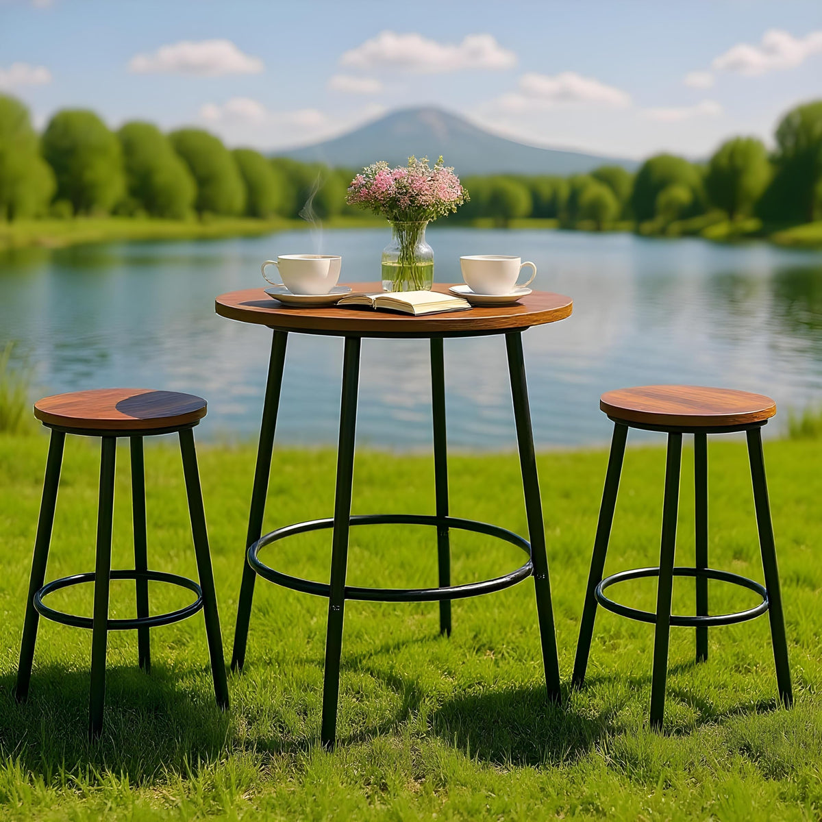 3-Piece Round Pub Table Set