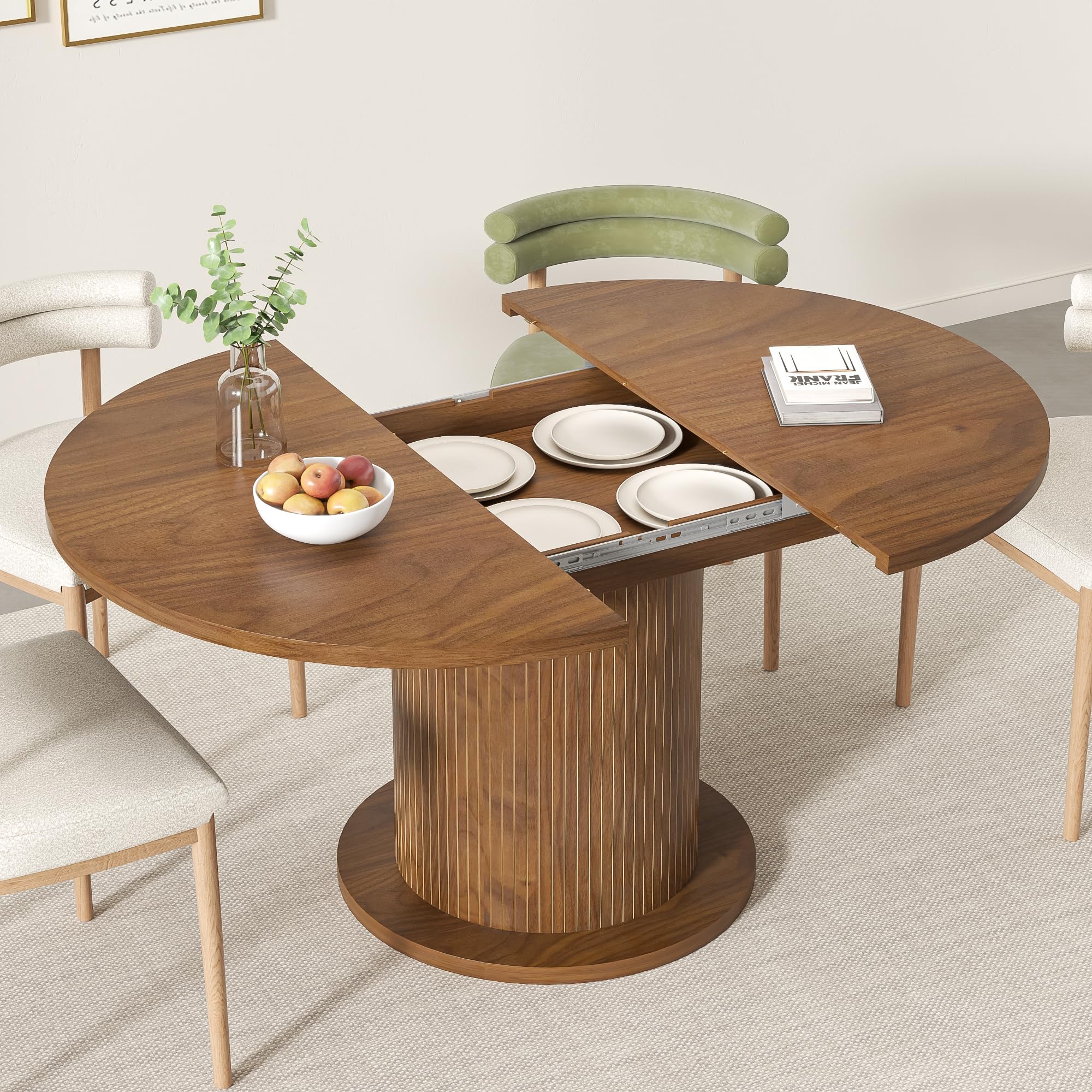 Adjustable Round Dining Table for 4–6