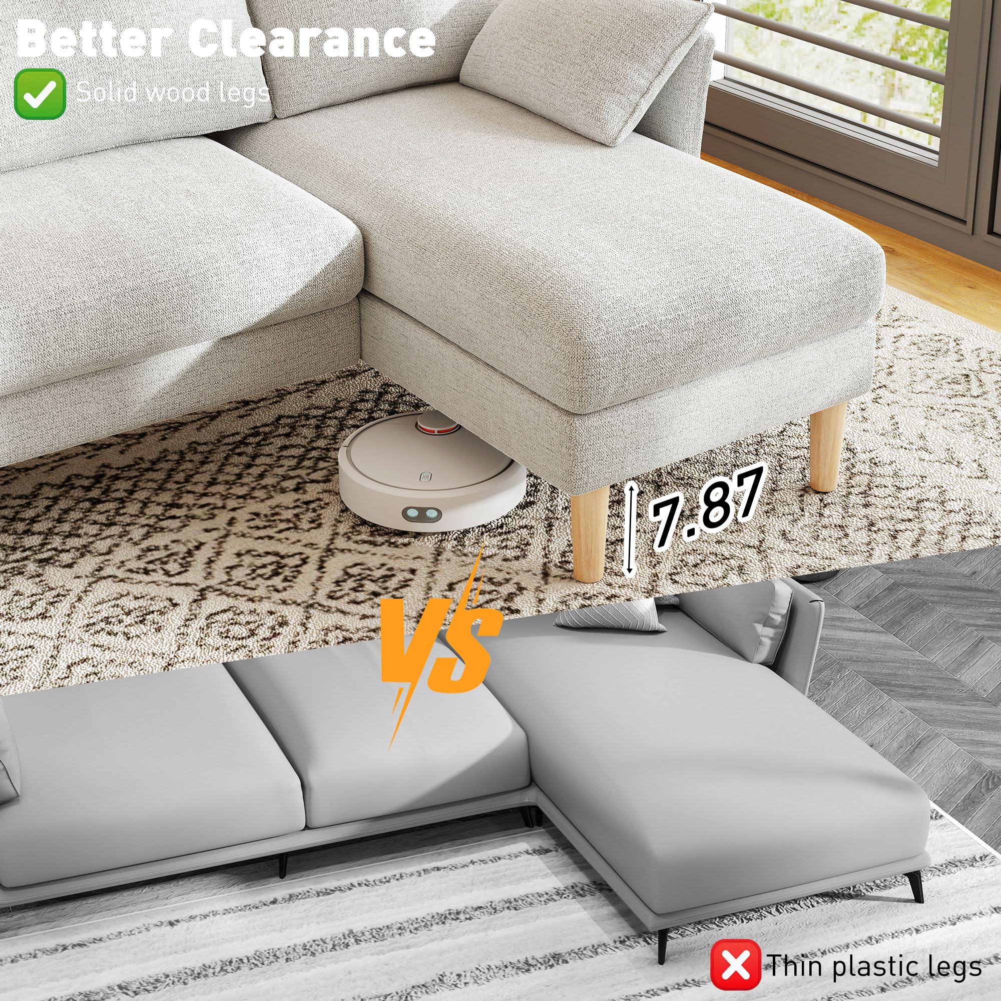 U-Shaped Sectional Sofa with Double Chaise Lounge
