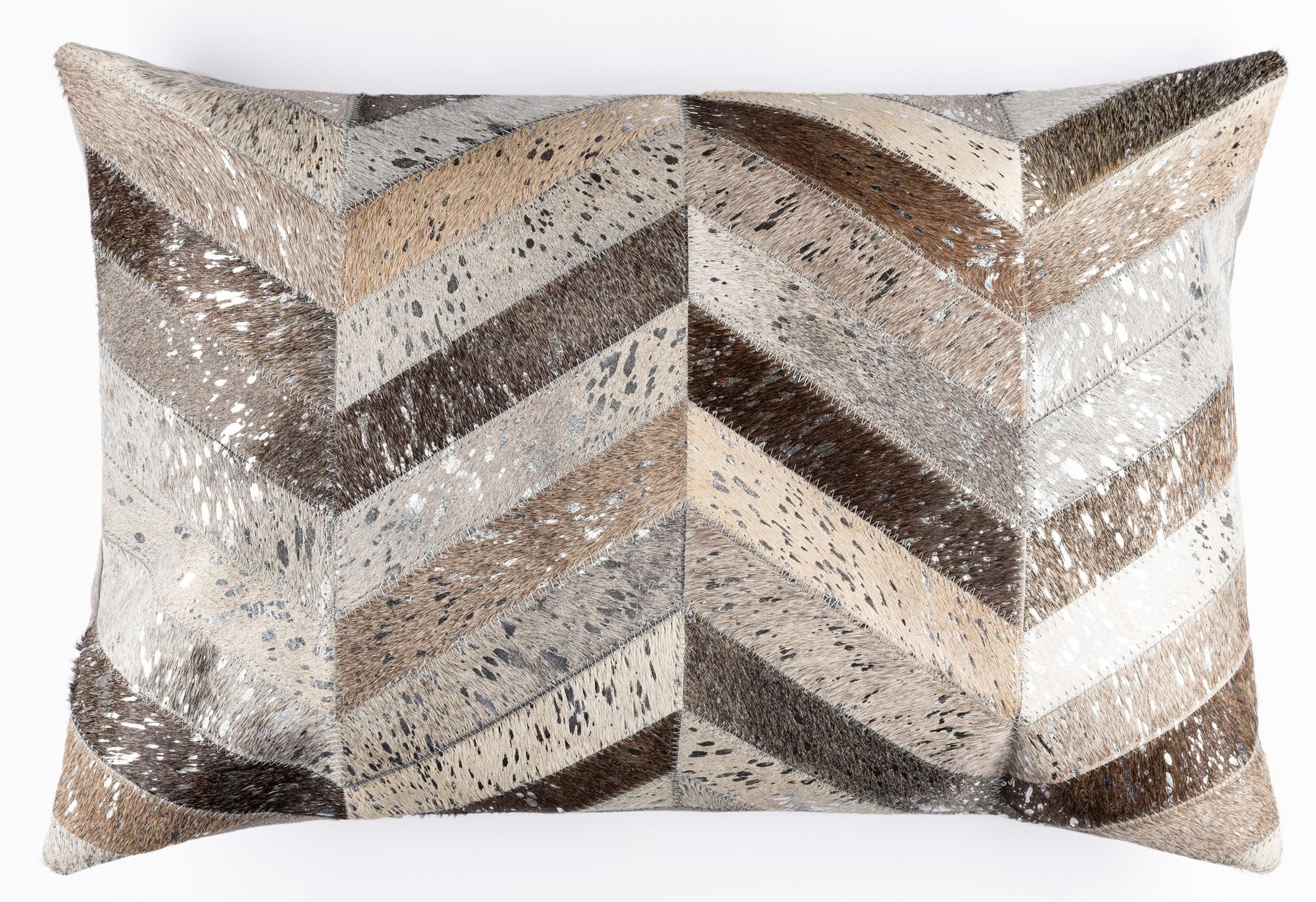 CANVELLO Genuine Cowhide Leather Decorative Throw Pillows - Handmade Patchwork Accent Pillows for Sofa, Couch, Chair - Southwestern Feather Down Insert Included (Rectangular (16"x24"))
