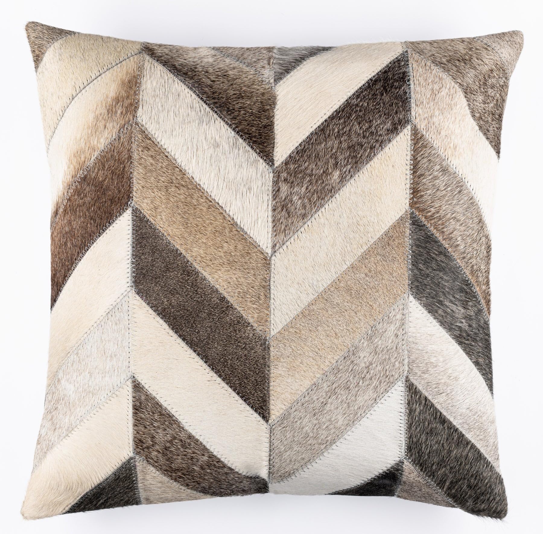 CANVELLO Genuine Cowhide Leather Decorative Throw Pillows - Handmade Patchwork Accent Pillows for Sofa, Couch, Chair - Southwestern Feather Down Insert Included (Square (18"x18"))