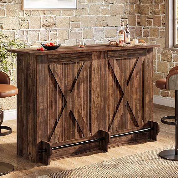 Rustic Bar Table with Storage