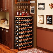8-Tier Freestanding Wine Rack with Wood Top