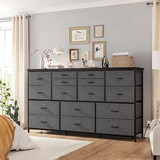 16-Drawer TV Stand Dresser with Power Outlets