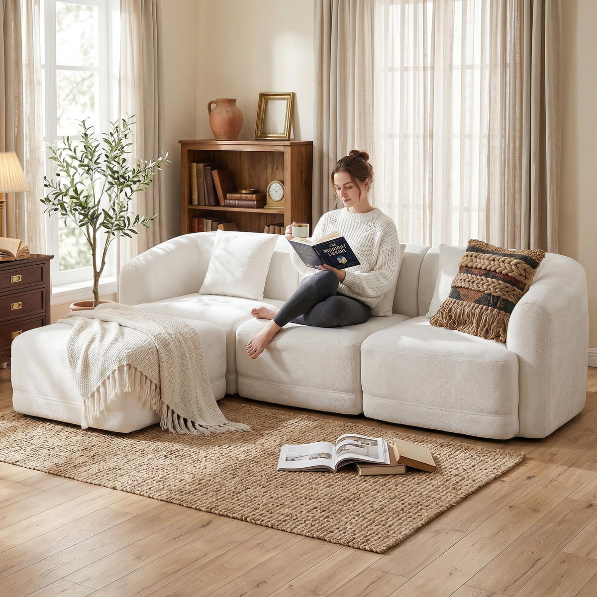 STO'SENSE 112" Boneless Couch 3 Seater Modular Sectional Sofa