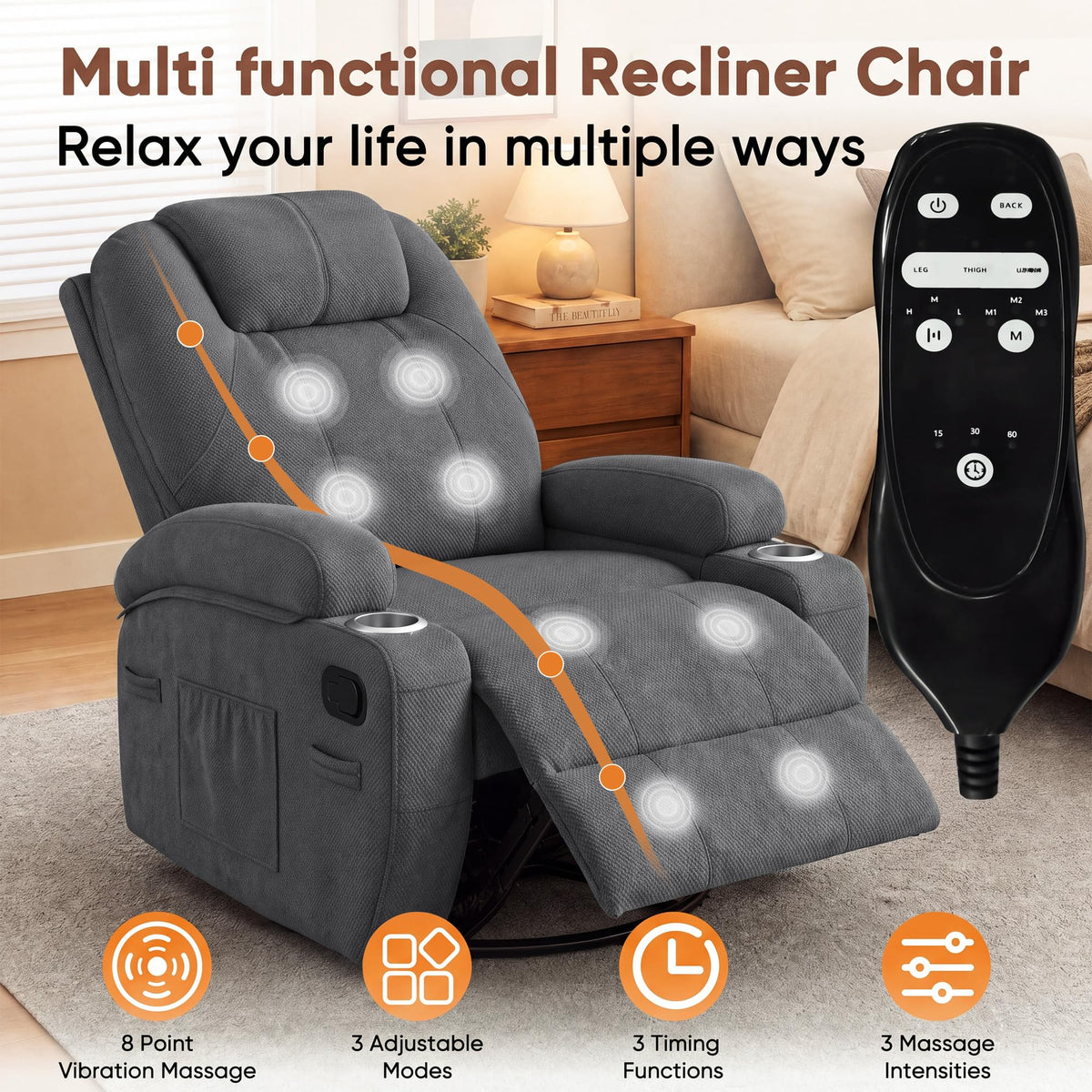 Furmax Recliner Chair, Fabric Rocking Chair Nursery for Adults
