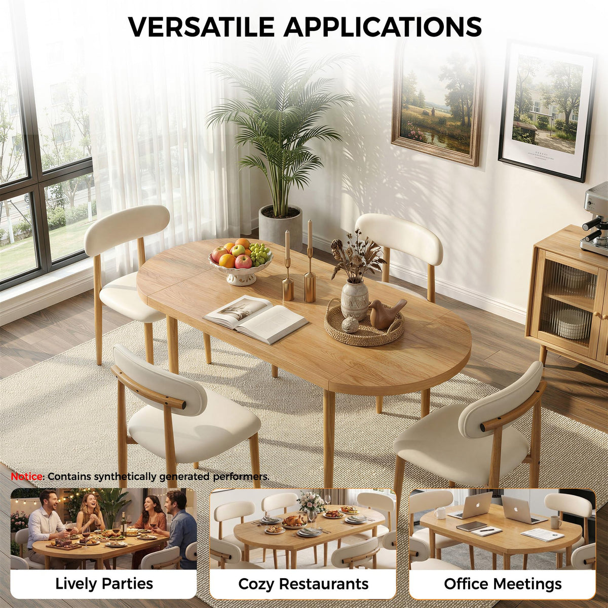 IRONCK Dining Table Set for 4, 55" Drop Leaf Desk, Natural Wood
