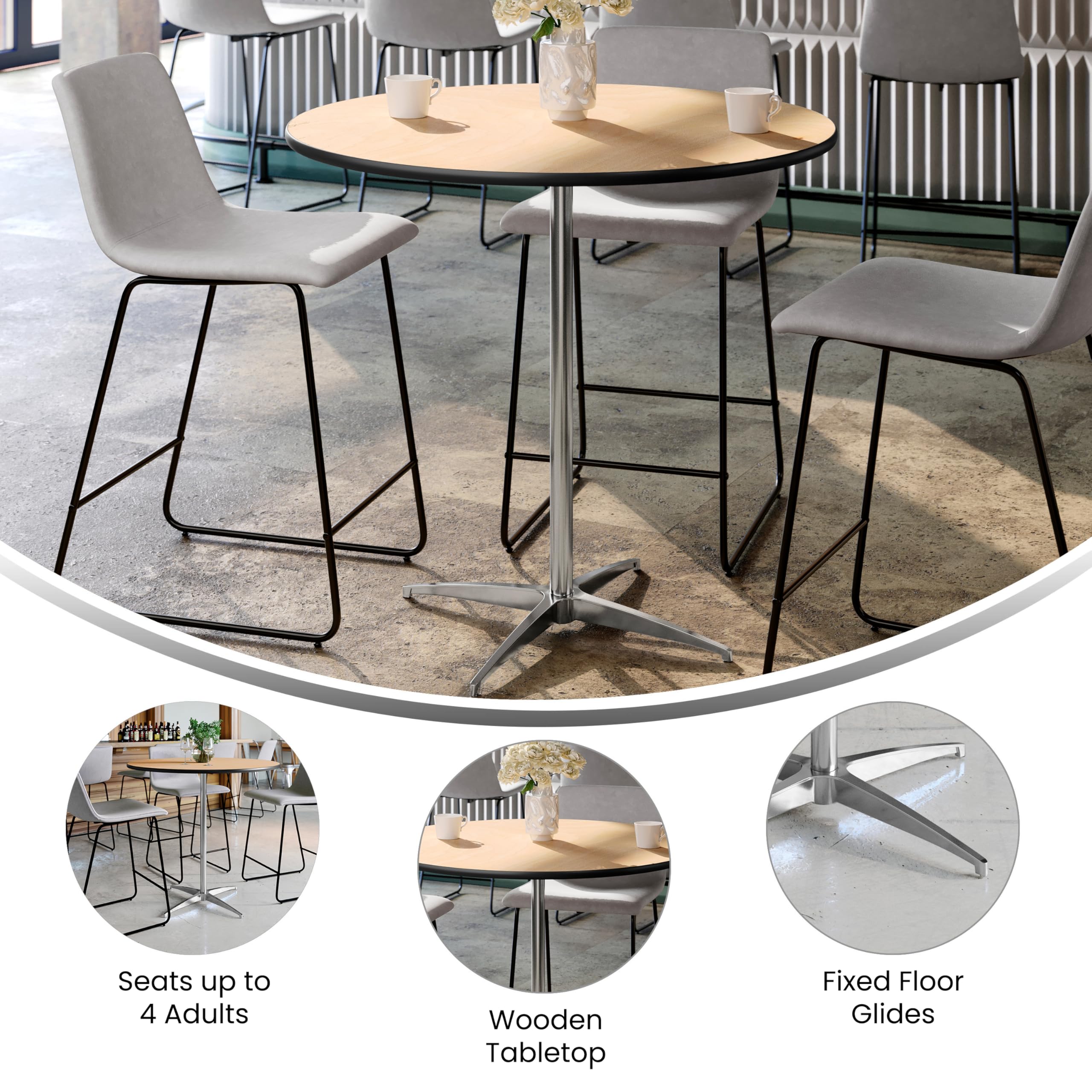 36" Round Adjustable Height Cocktail Table
