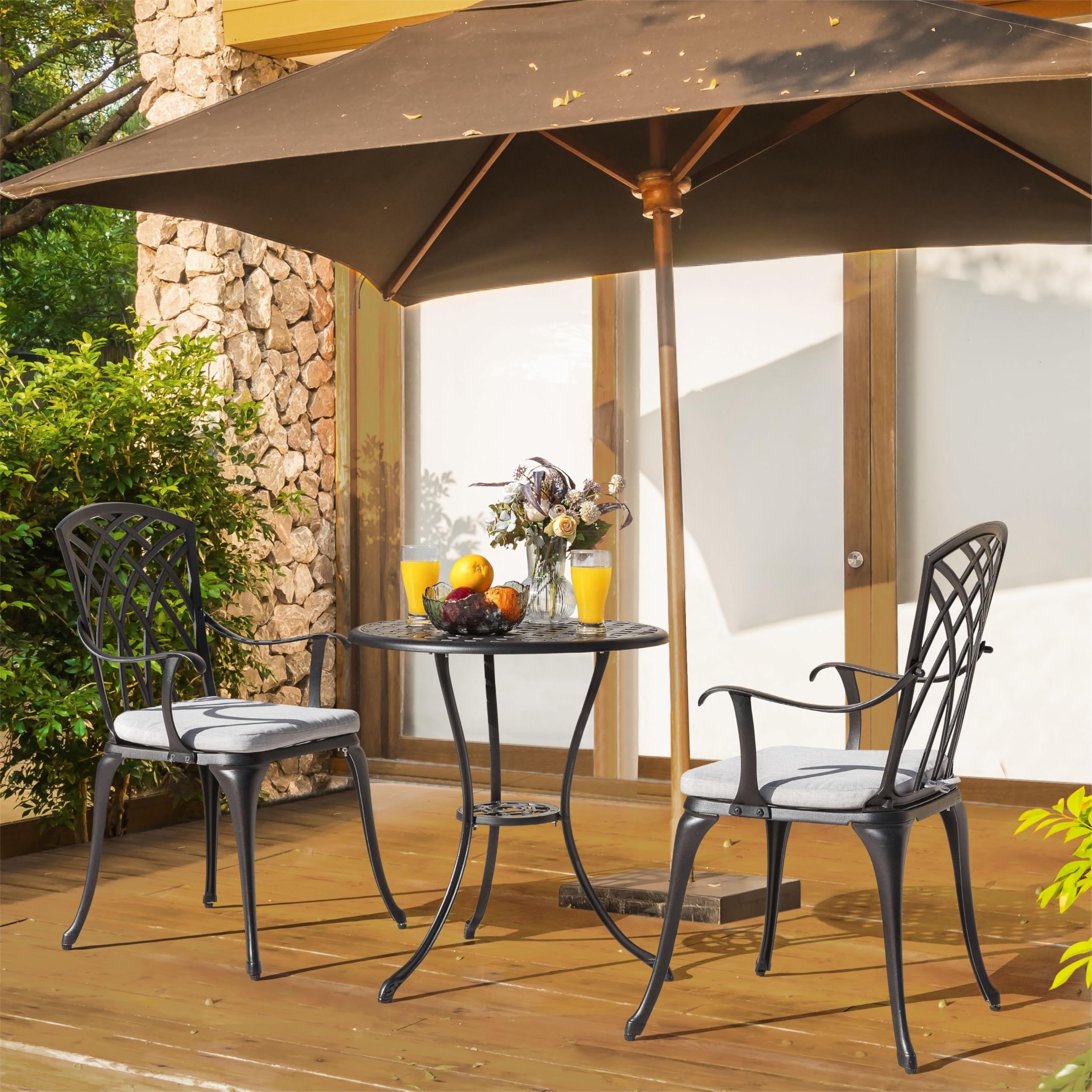 3-Piece Cast Aluminum Patio Bistro Set