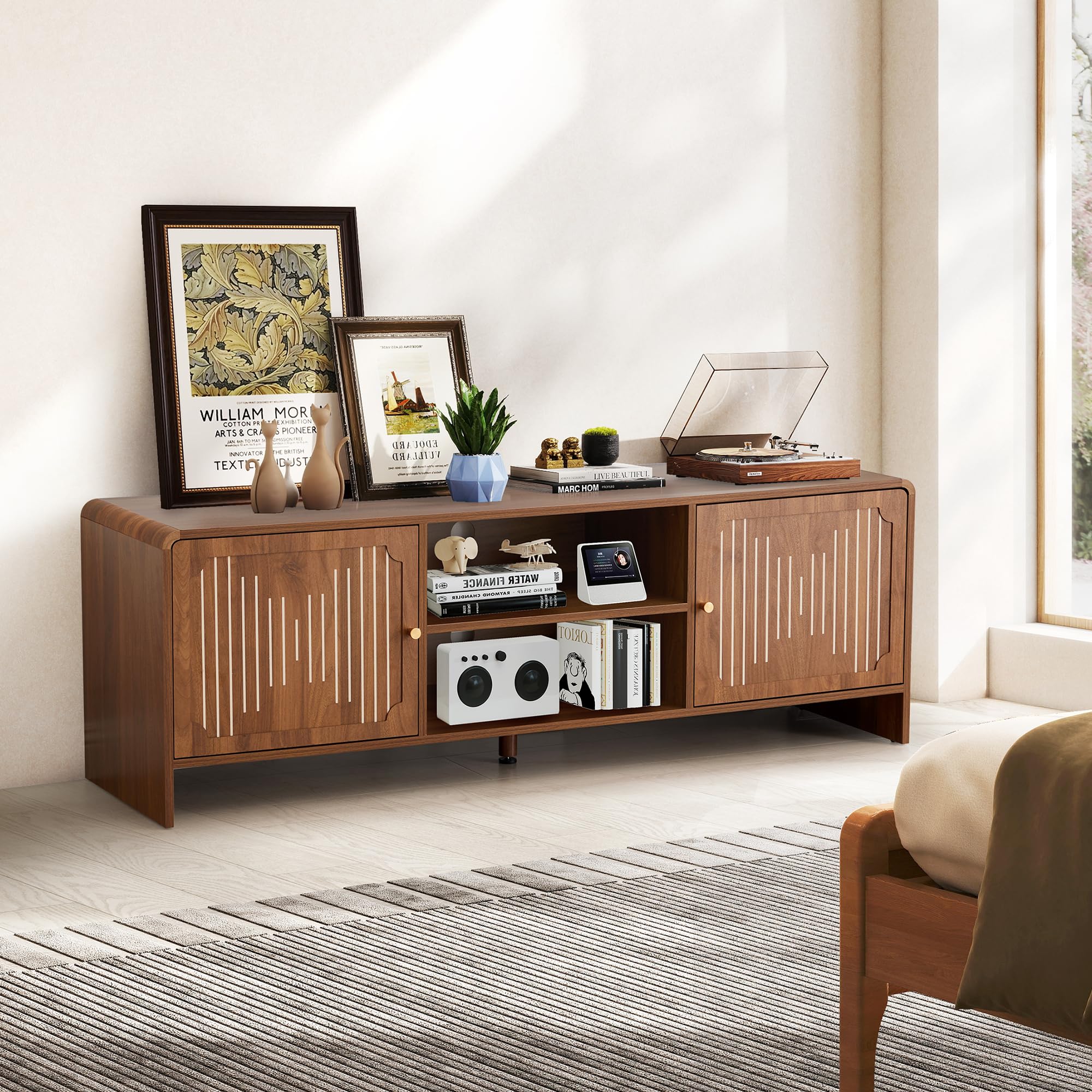 58" Mid-Century Modern TV Stand with Storage
