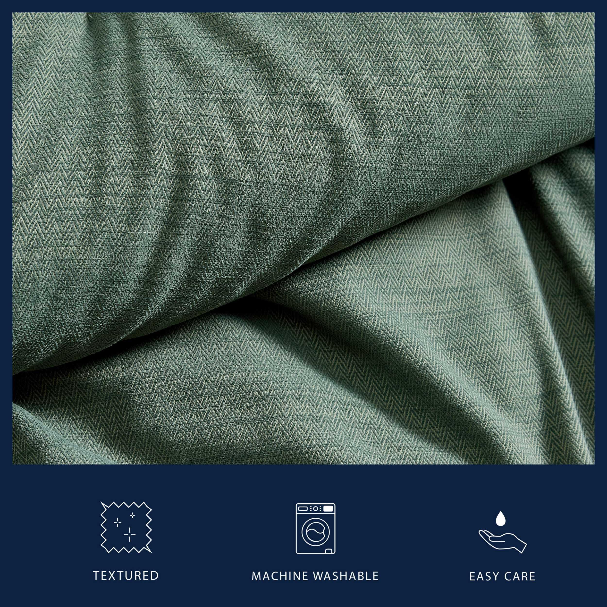 Nautica - Queen Comforter Set, Soft & Smooth Reversible Micro Chevron Woven Bedding w/Matching Pillowcases, 3 Piece Bed Sets (Herringbone Chenille Green)