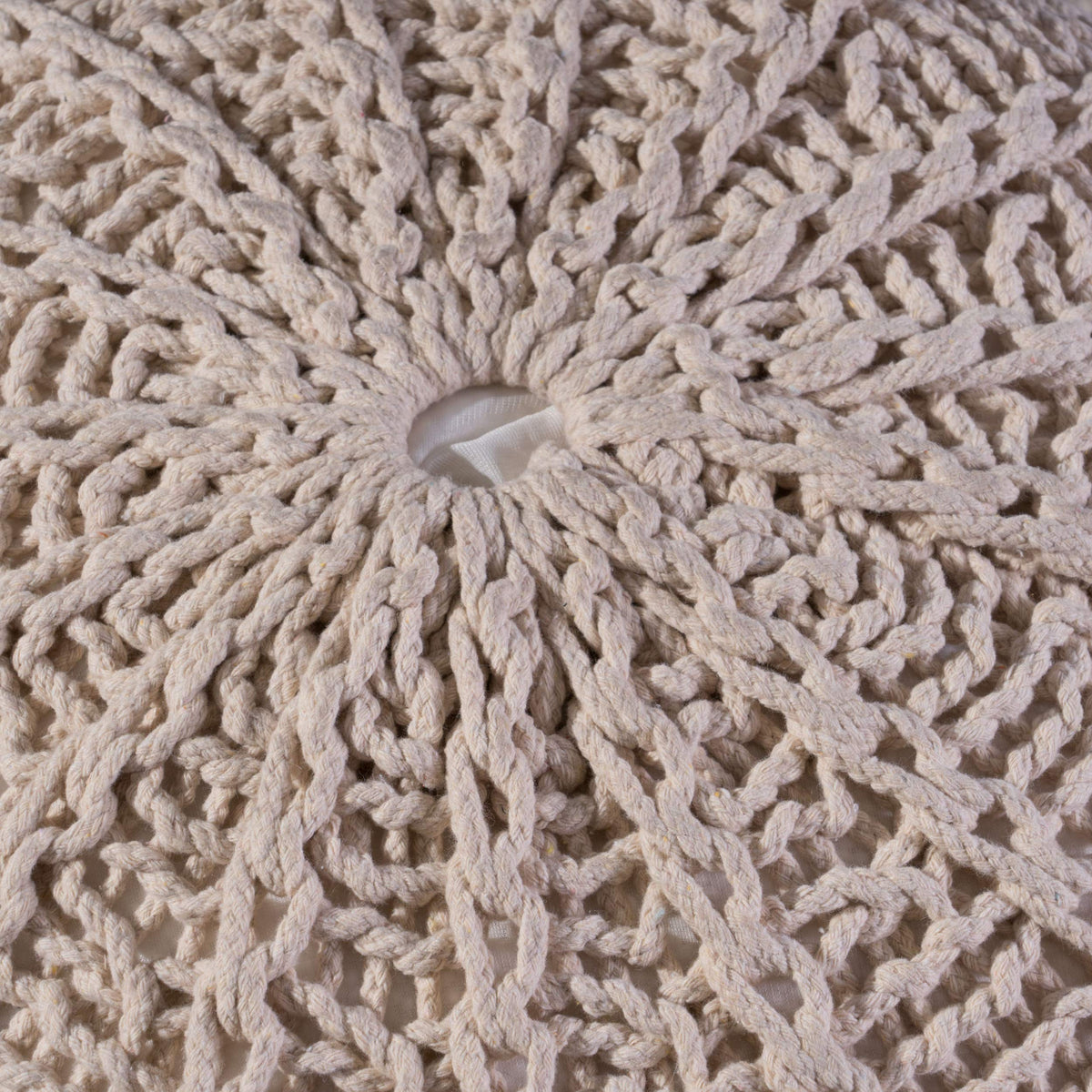 Christopher Knight Home Agatha Knitted Cotton Pouf, Beige Small