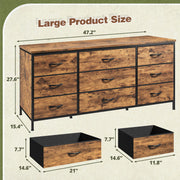 EnHomee Dresser for Bedroom, 9 Drawers Dresser TV Stand for 55, 60 Inch TV, Large Entertainment Center, Wide Chest of Drawers for Closet, Living Room, Rustic Brown
