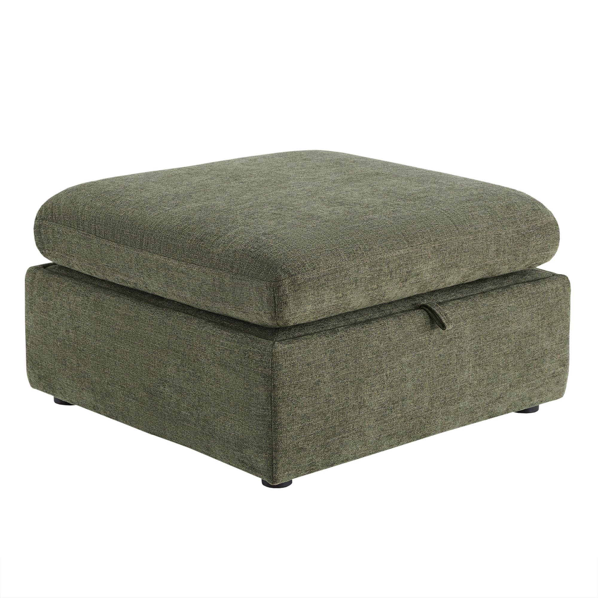 CHITA 34 Inch Upholstered Square Modular Storage Ottoman for Sectional Sofa,Storage Ottoman Footrest and Seat Cube for Living Room, Moss Green