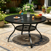 Round Outdoor Patio Dining Table with Umbrella Hole