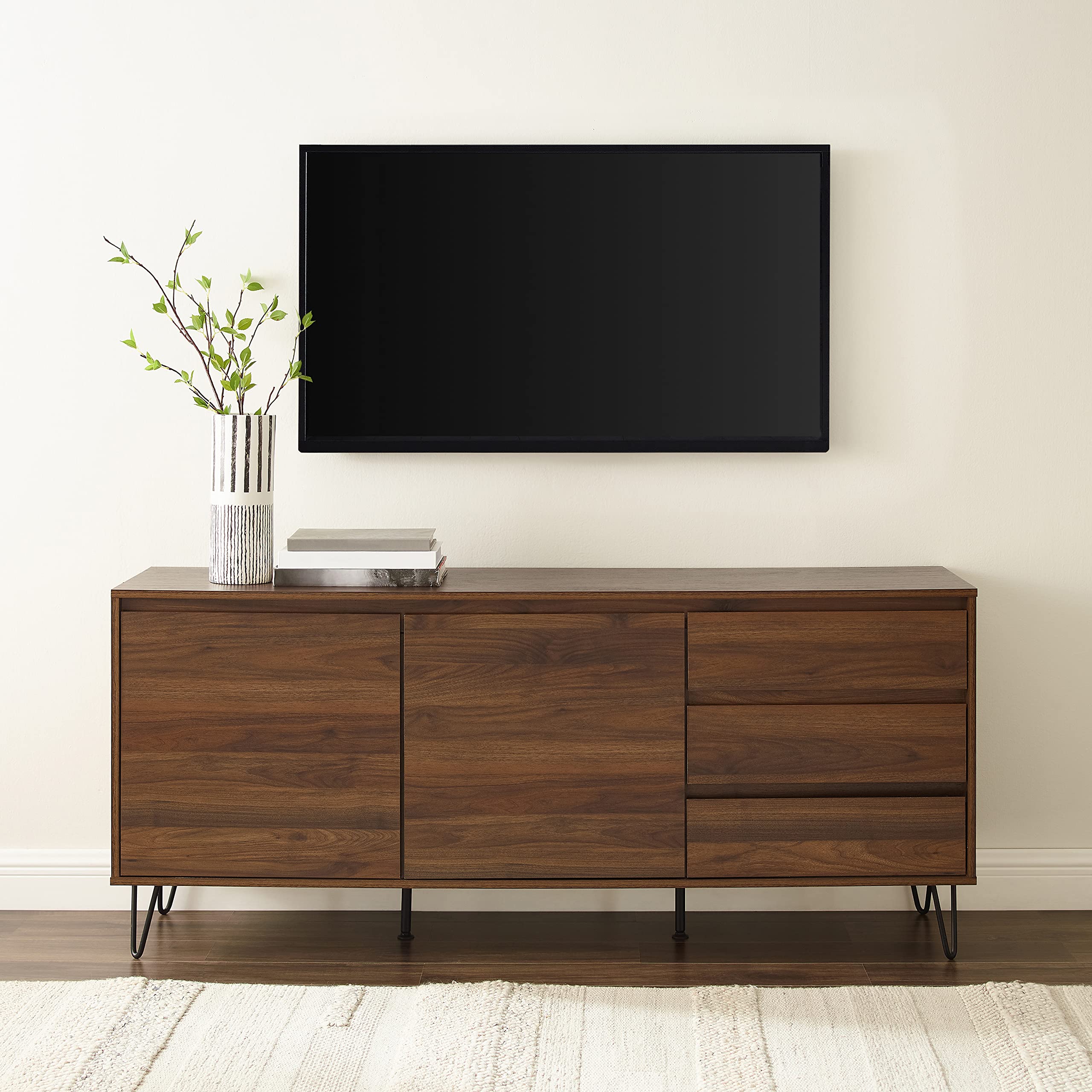Mid-Century Record Storage Sideboard – Brown Oak