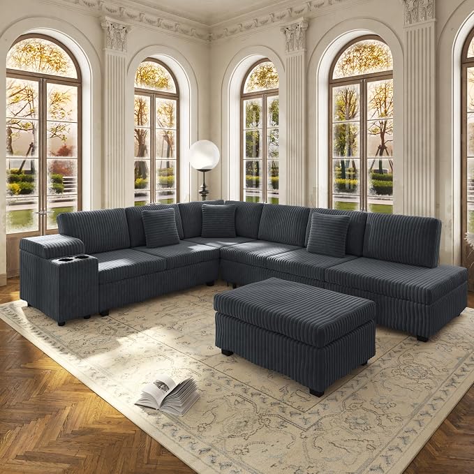 Corduroy L-Shaped Sleeper Sectional