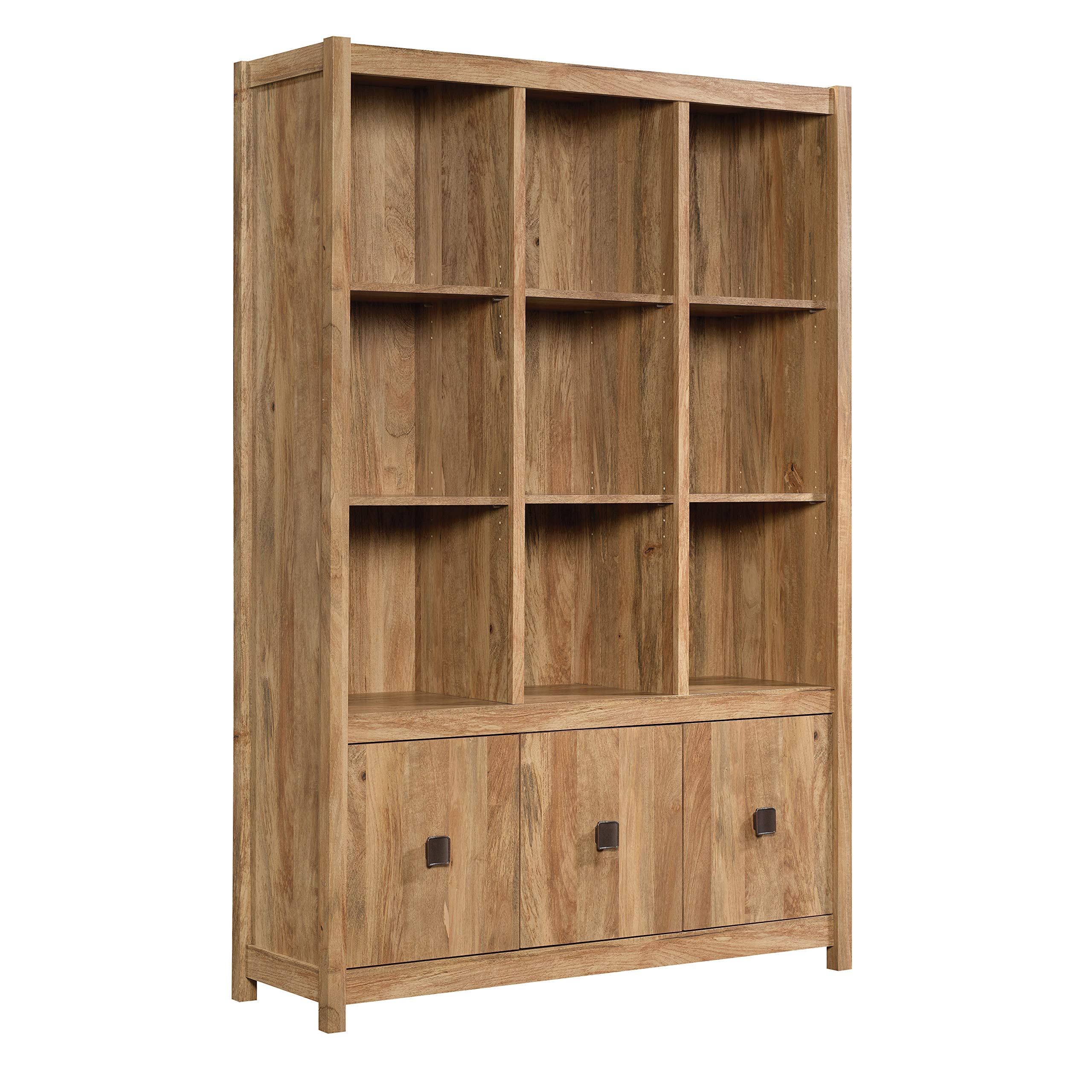 Sauder Cannery Bridge Bookcase Storage Wall, Storage Shelves with Drawers, in Sindoori Mango