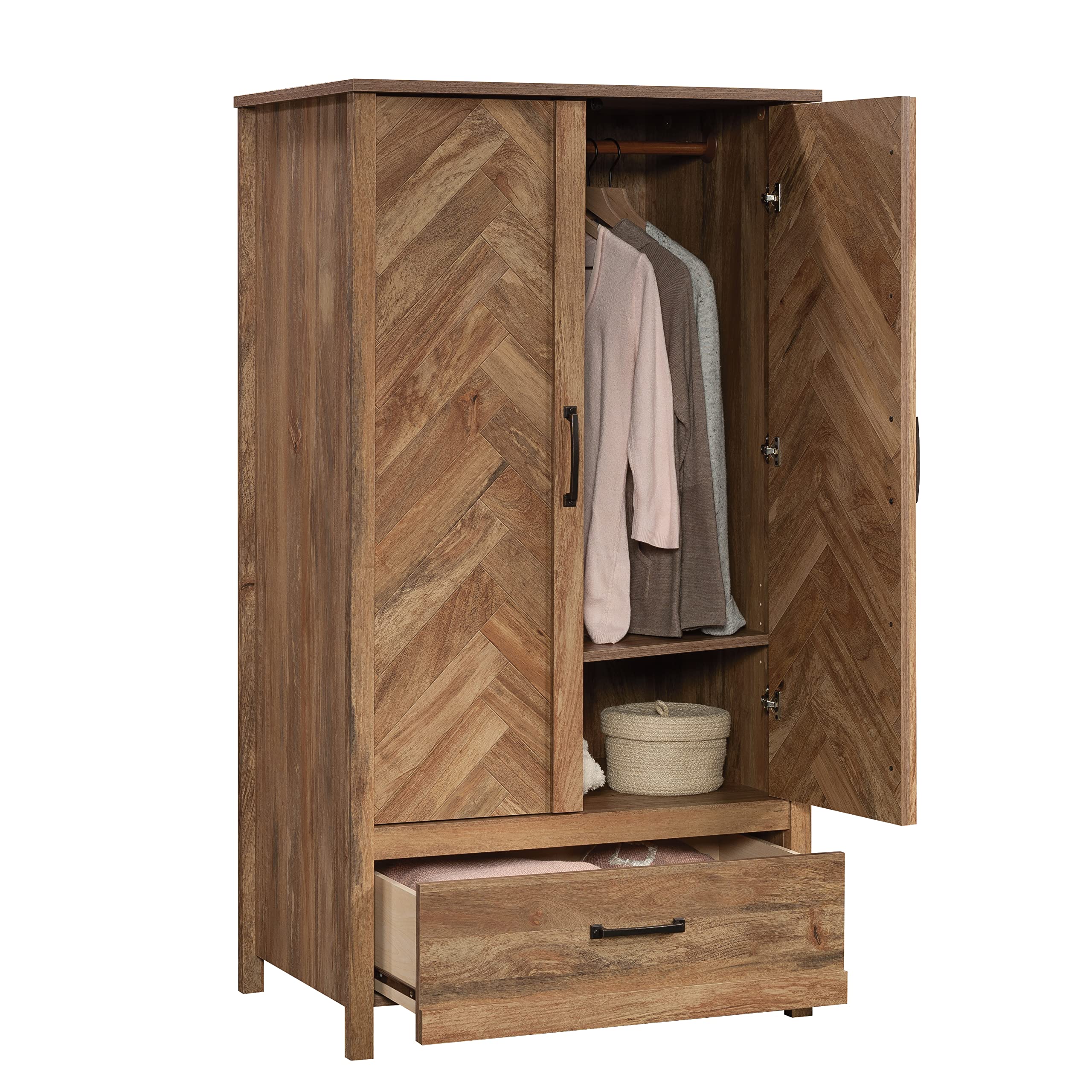 Sauder Cannery Bridge Armoire, L: 32.36" x W: 22.52" x H: 59.80", Sindoori Mango Finish