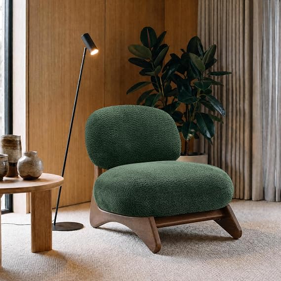 Brown Boucle Armless Accent Chair